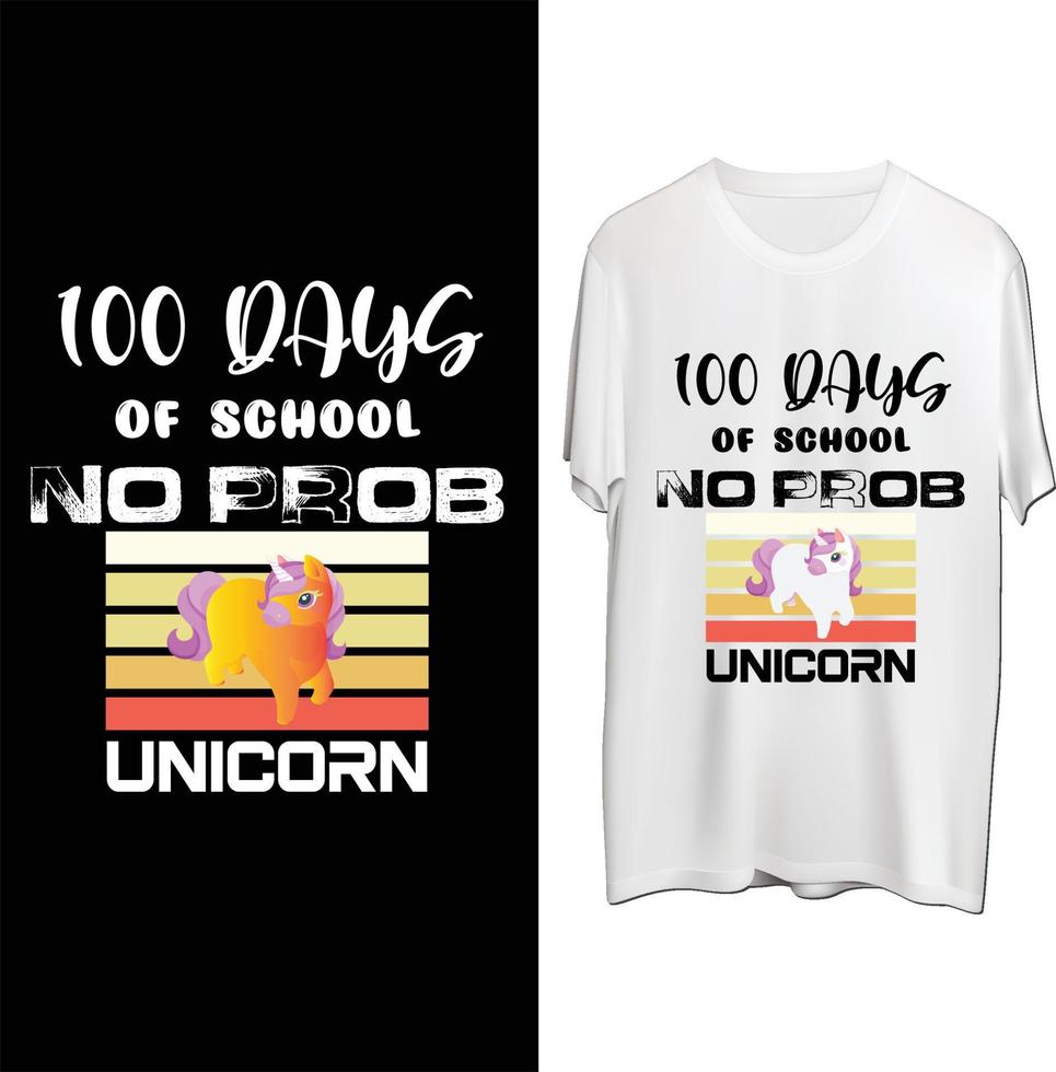 100 Days of school no prob Unicorn vector