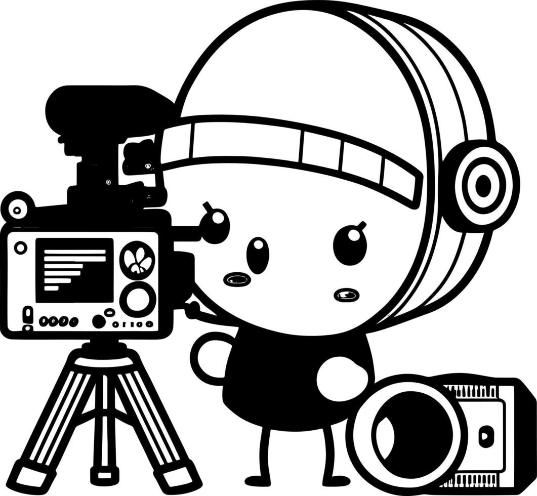 Outline Illustration of Kid Boy Film maker vector