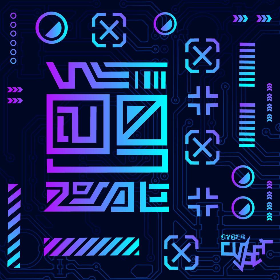 Cyberpunk design with dark background. Abstract technology vector illustration.