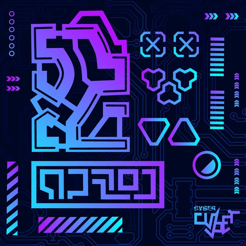Cyberpunk design with dark background. Abstract technology vector