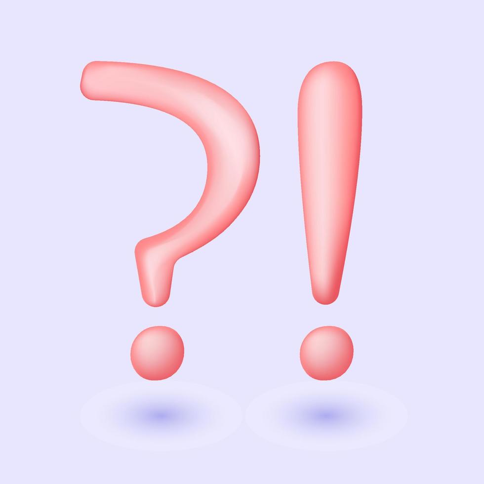 3d Exclamations and Question Marks. FAQ concept. Ask Questions and receive Answers. Online Support center. Frequently Asked Questions. 3d rendering. Vector illustration