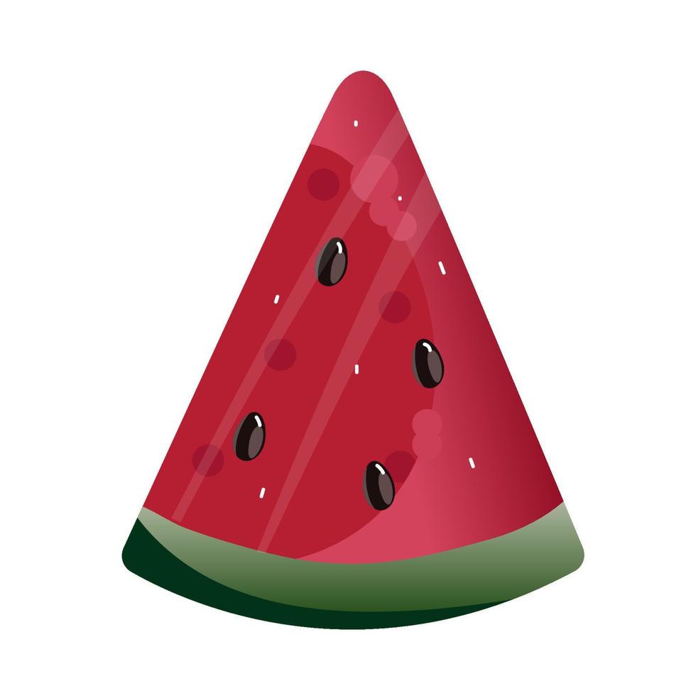 Color watermelon slice isolated on white background. vector illustration.