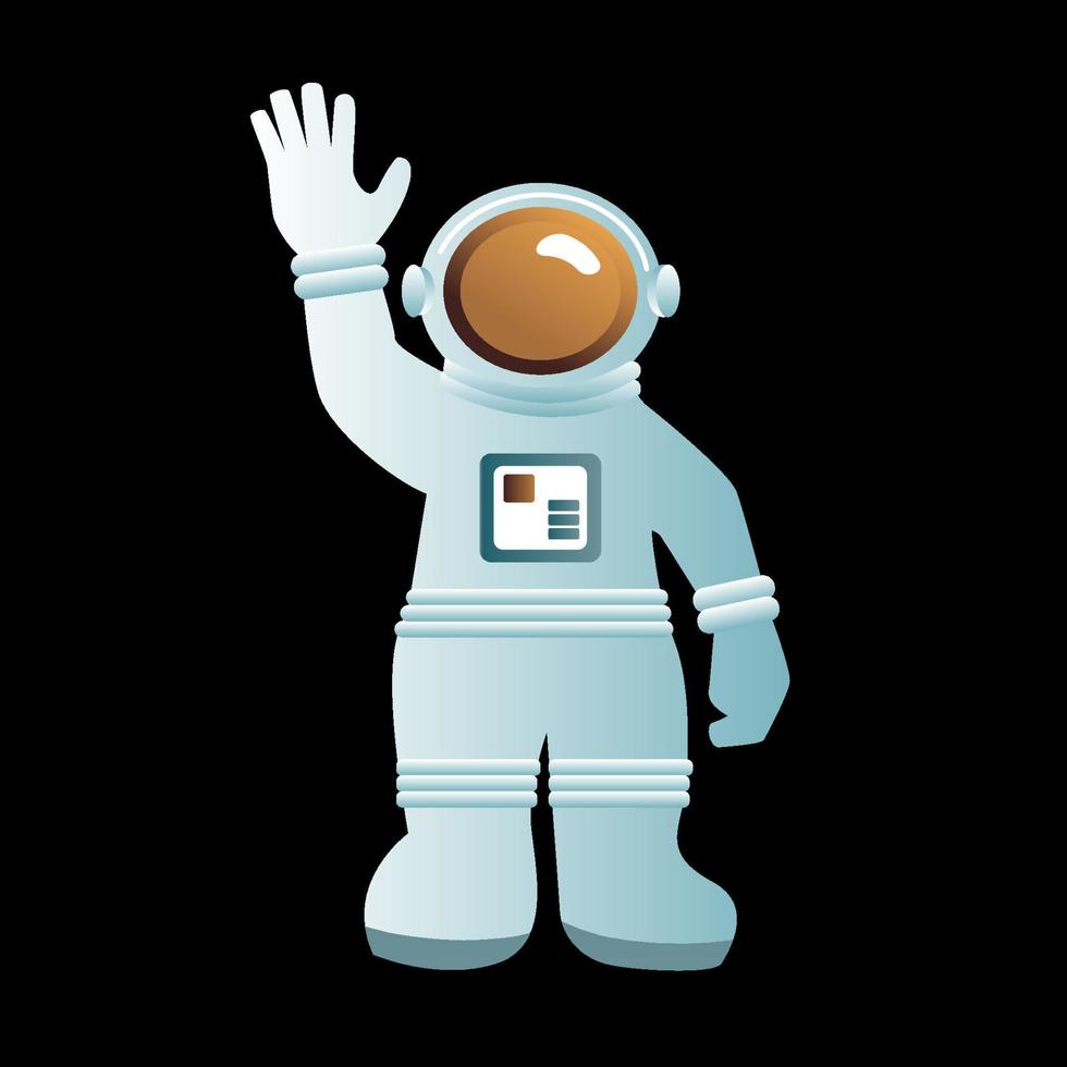 cosmonaut. Astronaut exploring outer space. Cosmonaut in spacesuit performing extravehicular activity or spacewalk against. Modern colorful vector illustration. Flat line design.