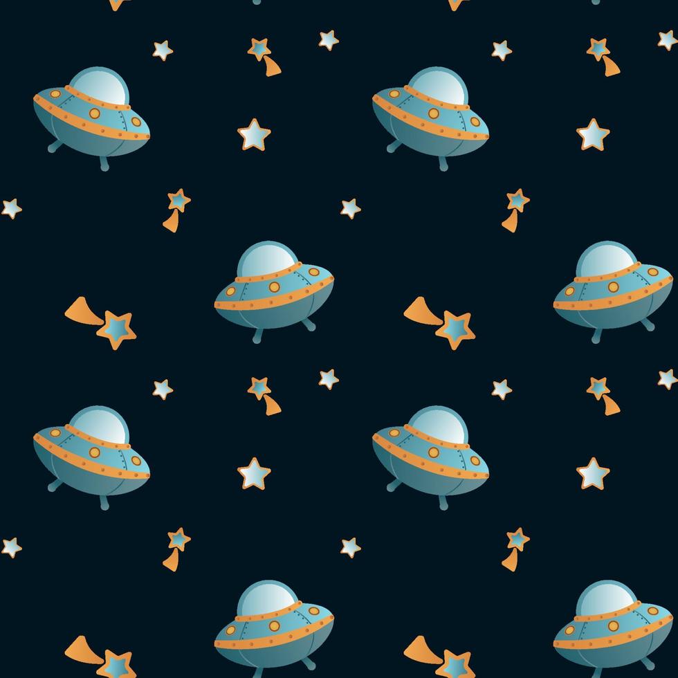 Space seamless pattern for children wear. White backgroynd with cosmic elements. Vector illustration.