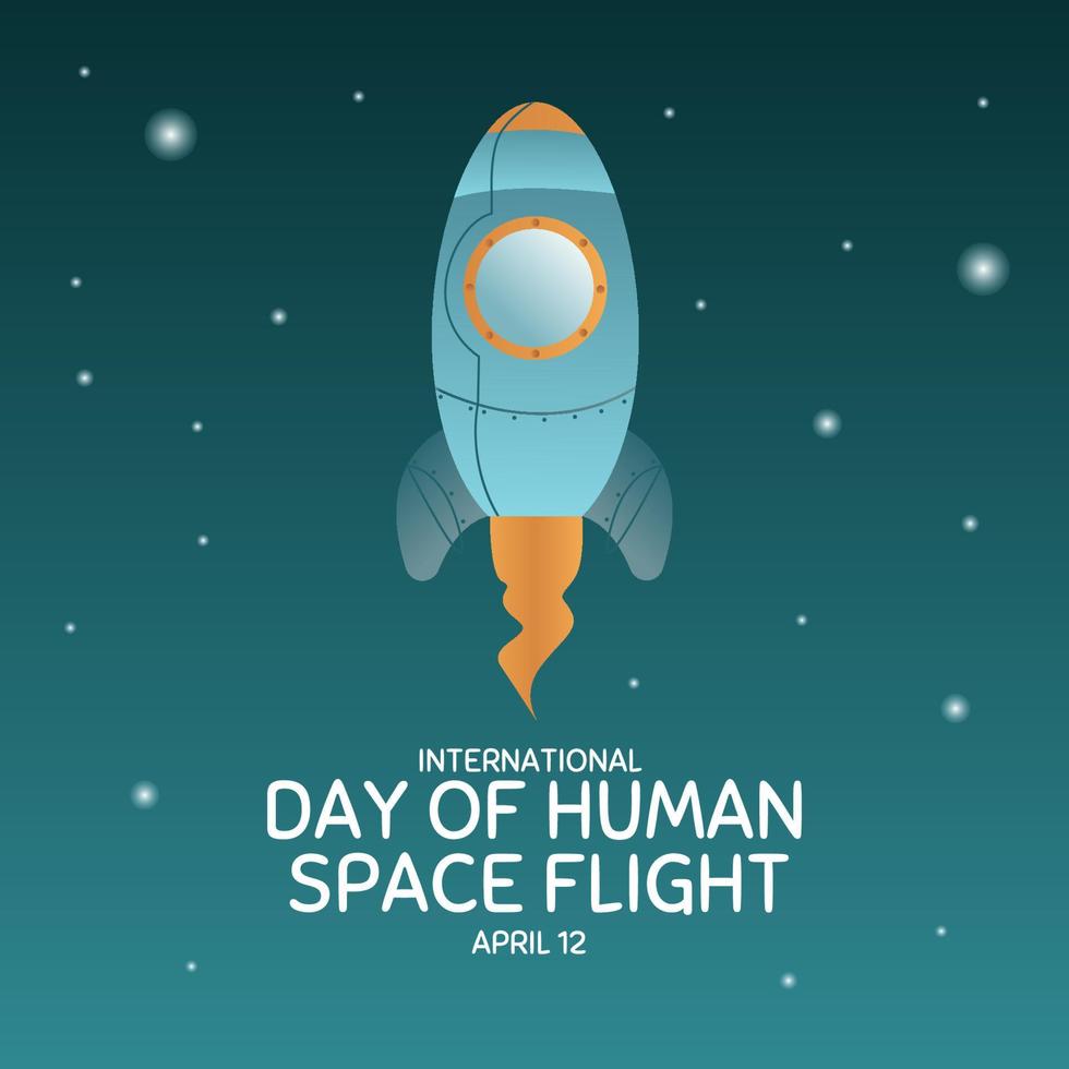 internacional día humano espacio vuelo. 12 abril cosas de cosmonautas día bandera con cohete. horizontal web bandera. vector