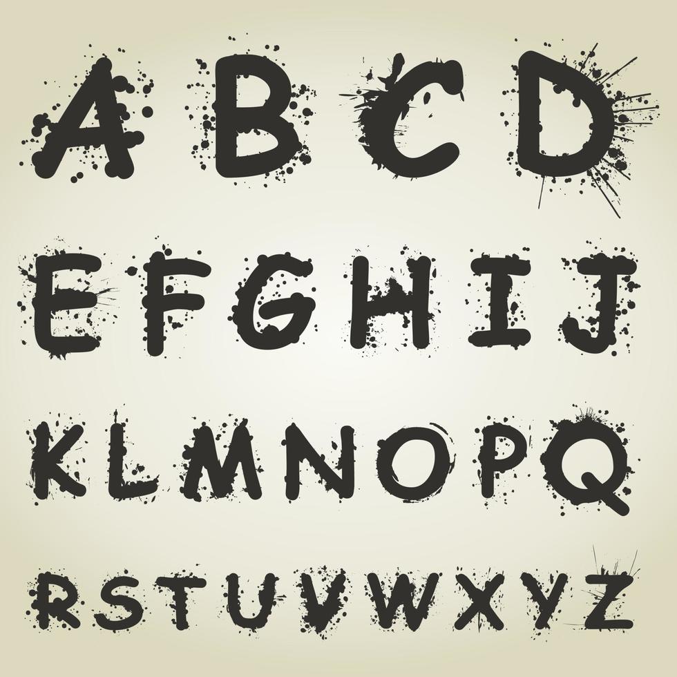 The alphabet from letters of blots. A vector illustration