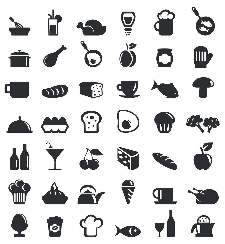 Set of icons of food. A vector illustration