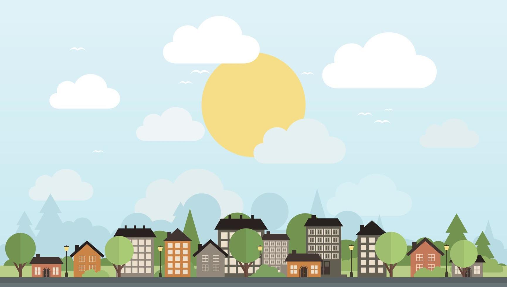 City in the summer. Vector illustration