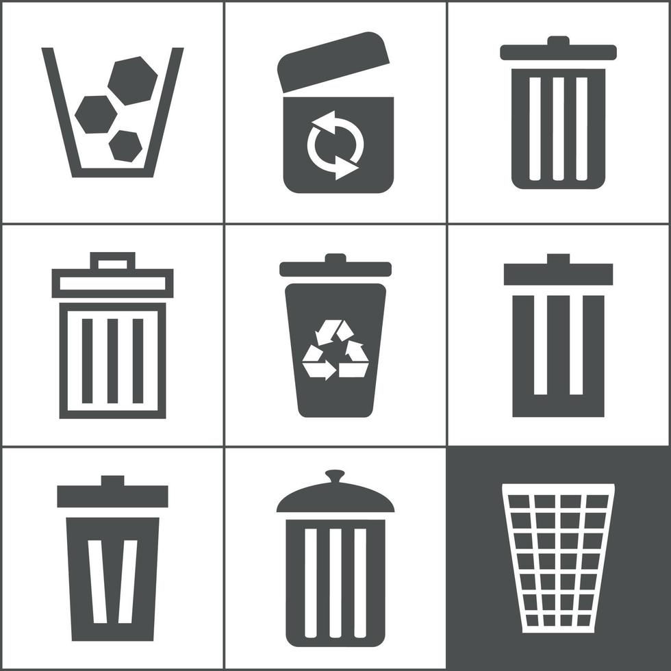 Set of icons of baskets. A vector illustration