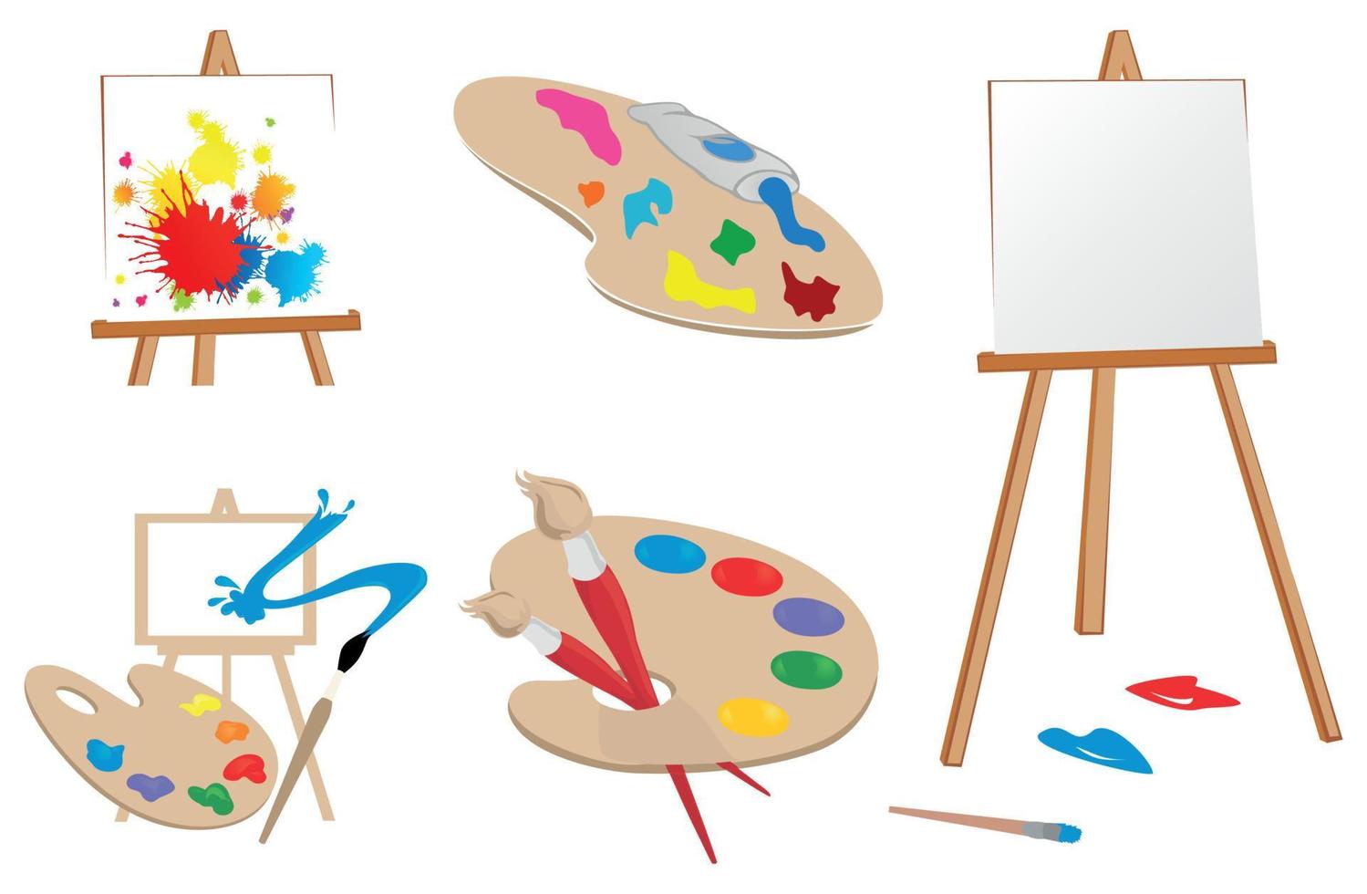 Set of icons for the artist. A vector illustration
