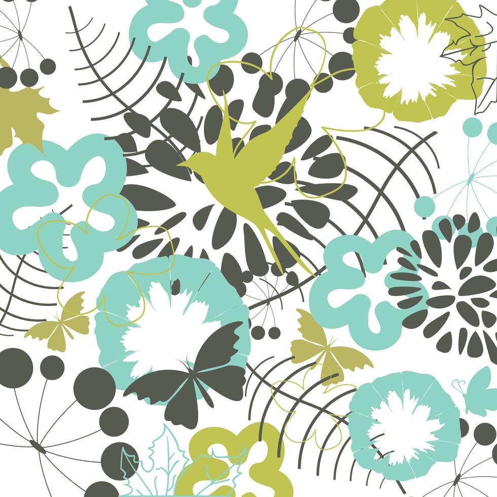 Background from plants and a flower. A vector illustration