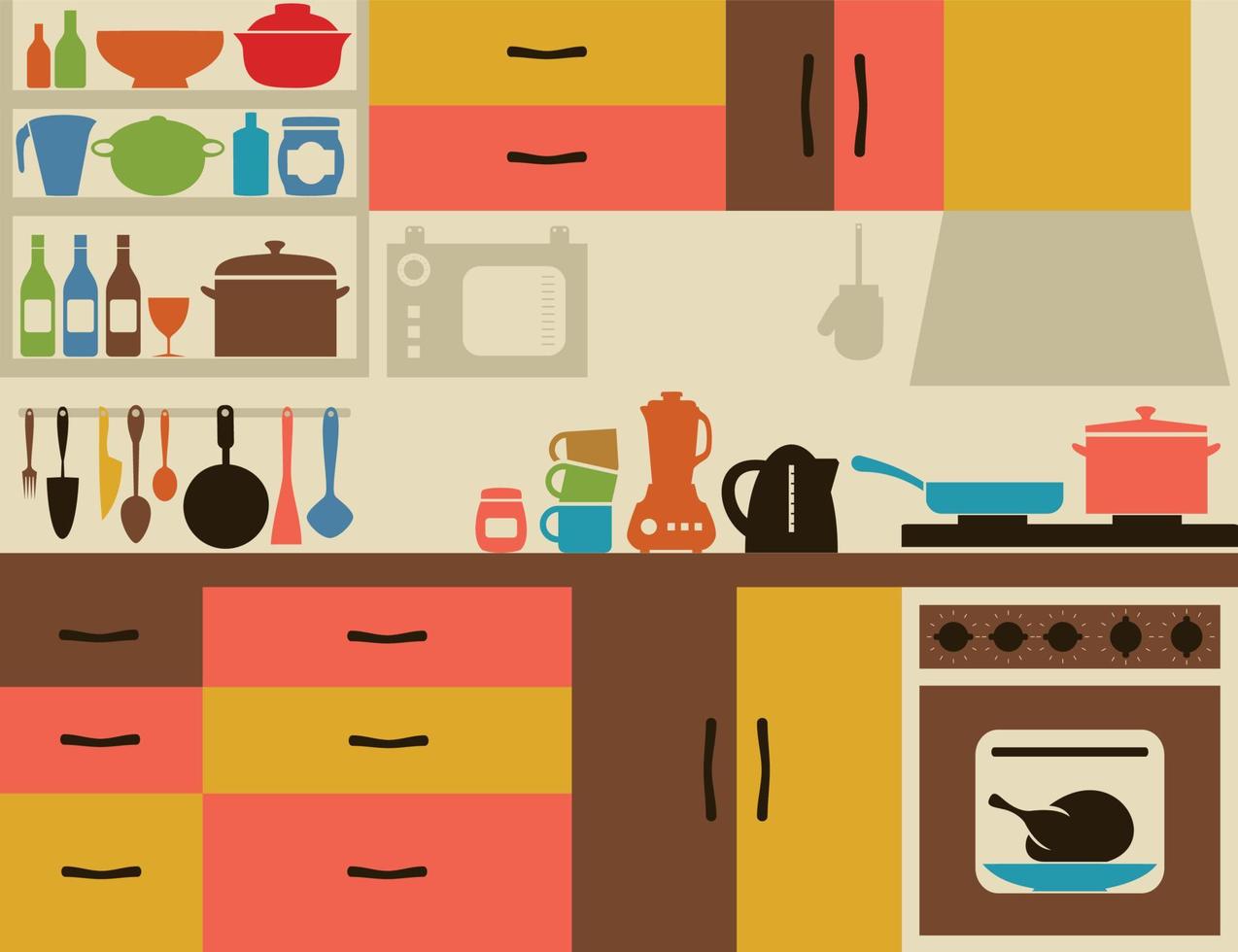 Ware on kitchen. A vector illustration