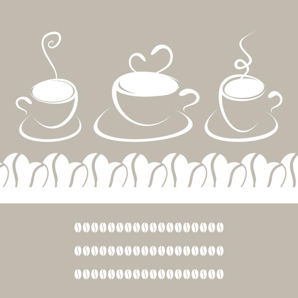 Three cups of coffee on a grey background. A vector illustration