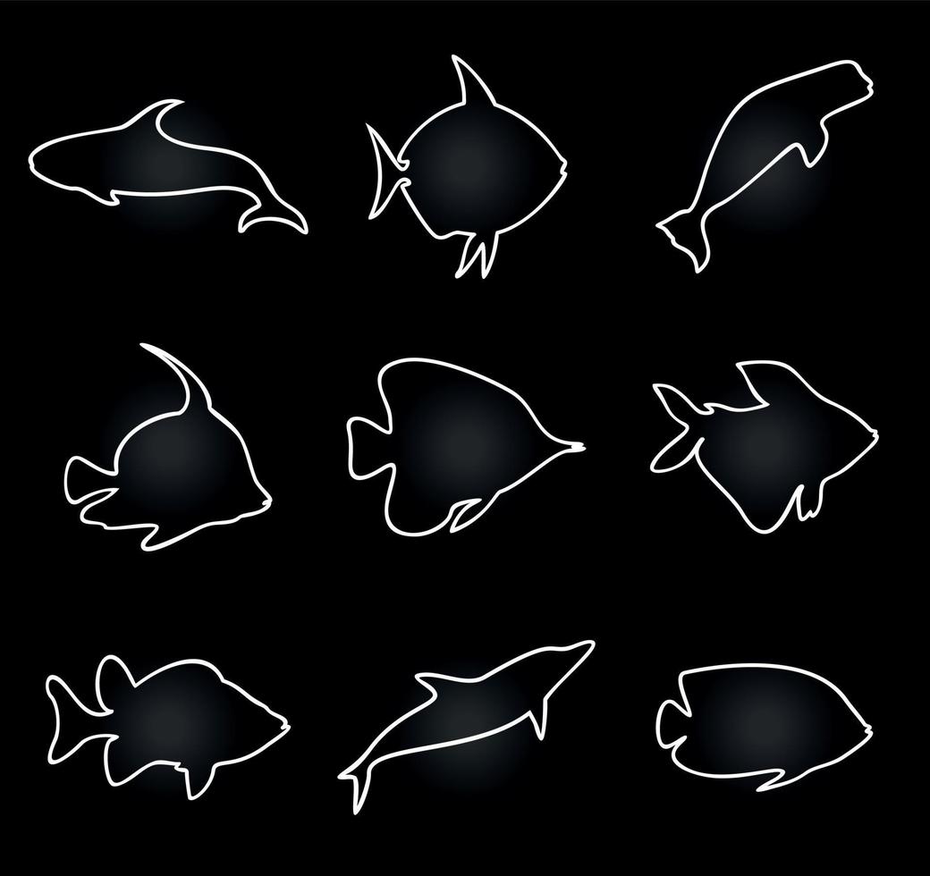 Collection of icons on a theme of fish. A vector illustration