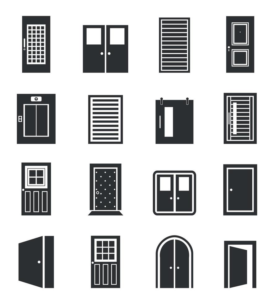 Set of icons of doors. A vector illustration