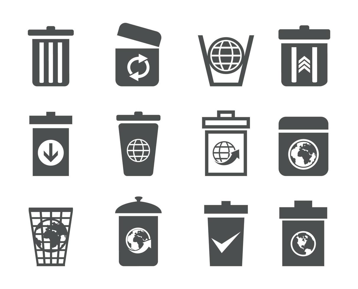 Set of icons of baskets. A vector illustration