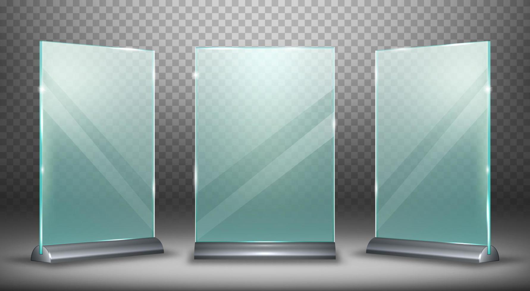 Acrylic display, glass plate with metal holder vector