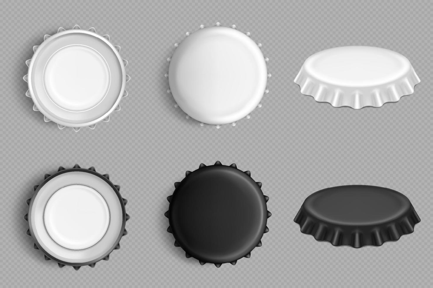 Metal caps for bottles of beer or soda vector