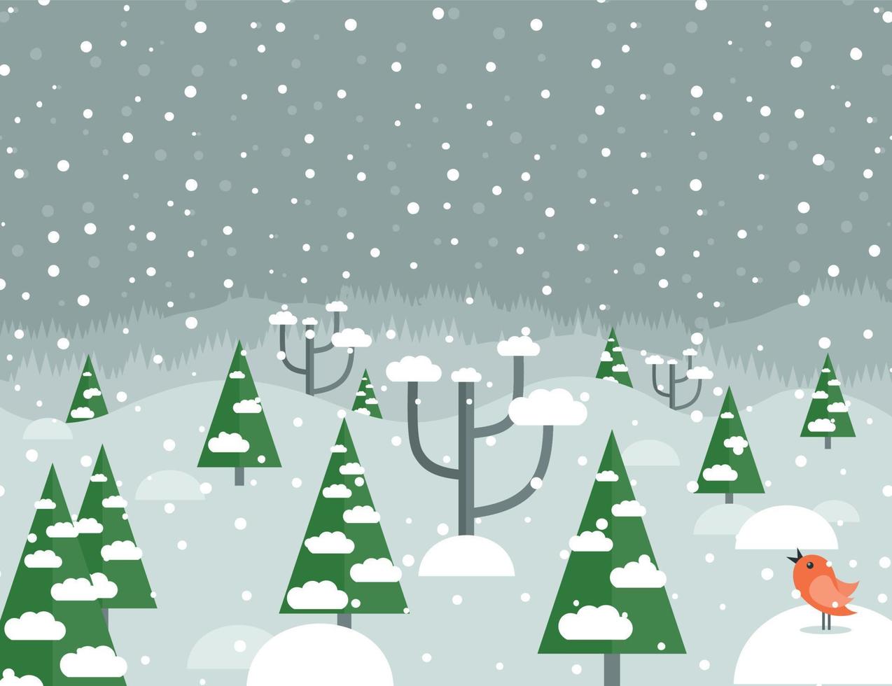 nieve en el bosque. vector ilustración