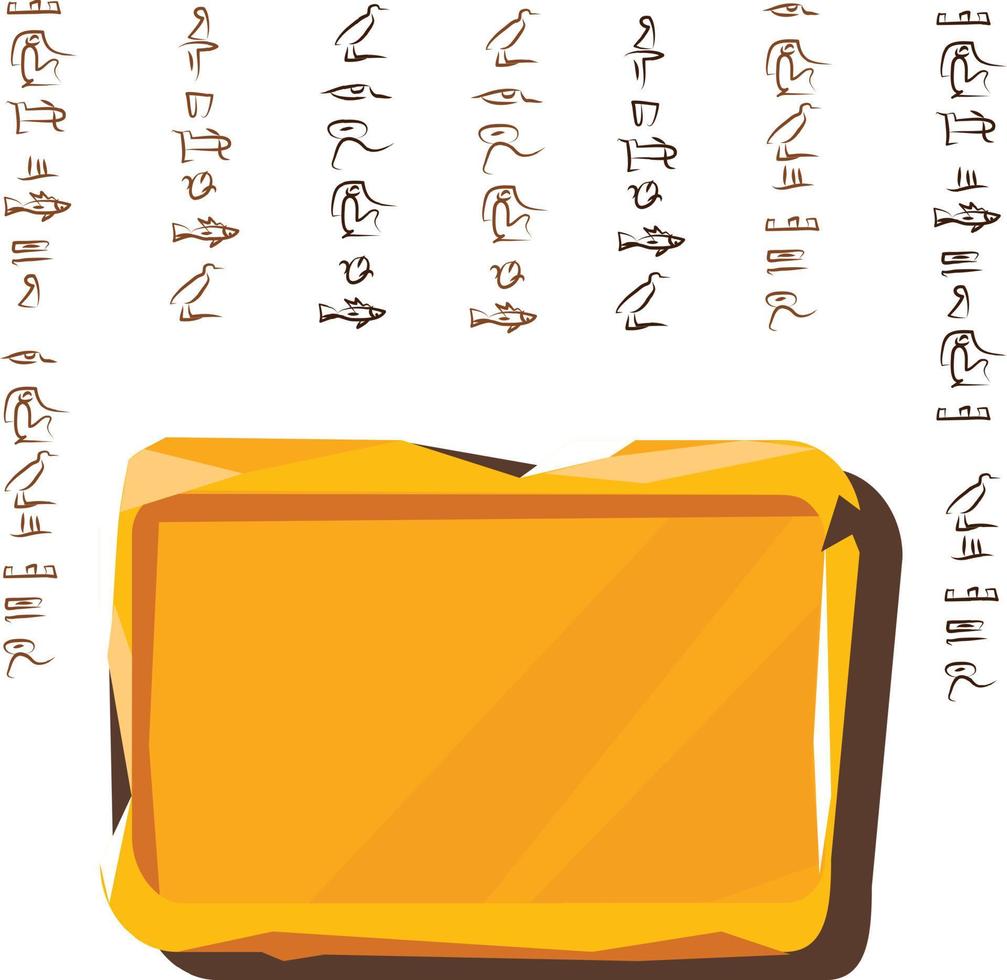 Stone board, clay tablet and Egyptian hieroglyphs vector