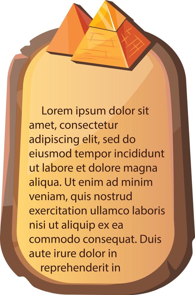 Stone board, clay tablet and Egyptian hieroglyphs vector