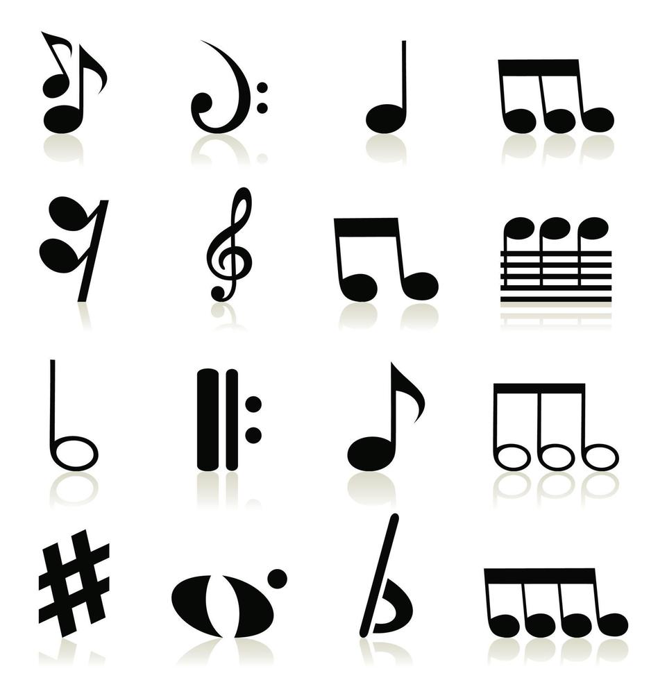 Set of icons of musical notes for design vector