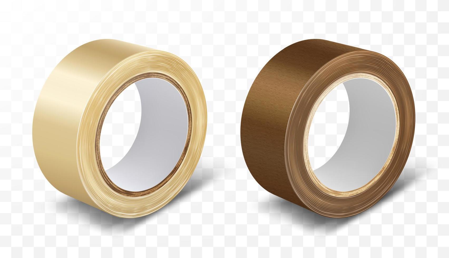 Transparent and brown duct roll adhesive tape vector