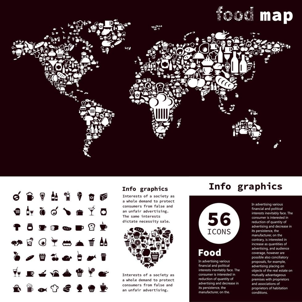 mapa hecho de alimento. un vector ilustración