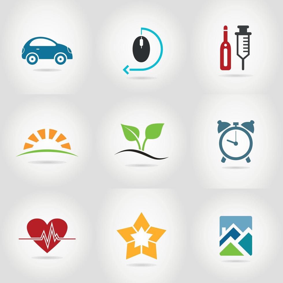 Collection of signs on different themes of business. A vector illustration