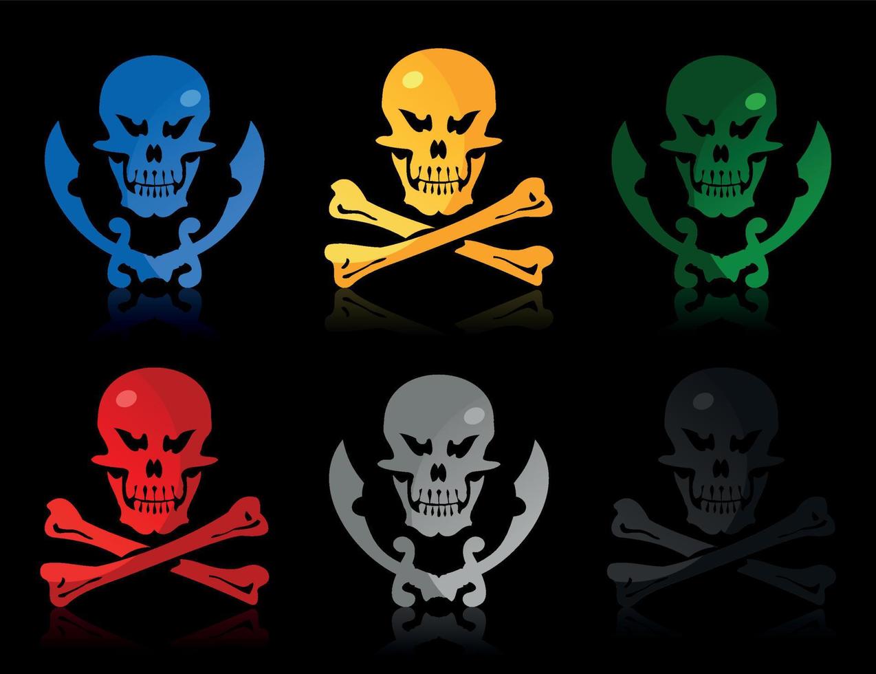 Set of icons a skull and bones and a skull and swords. A vector illustration