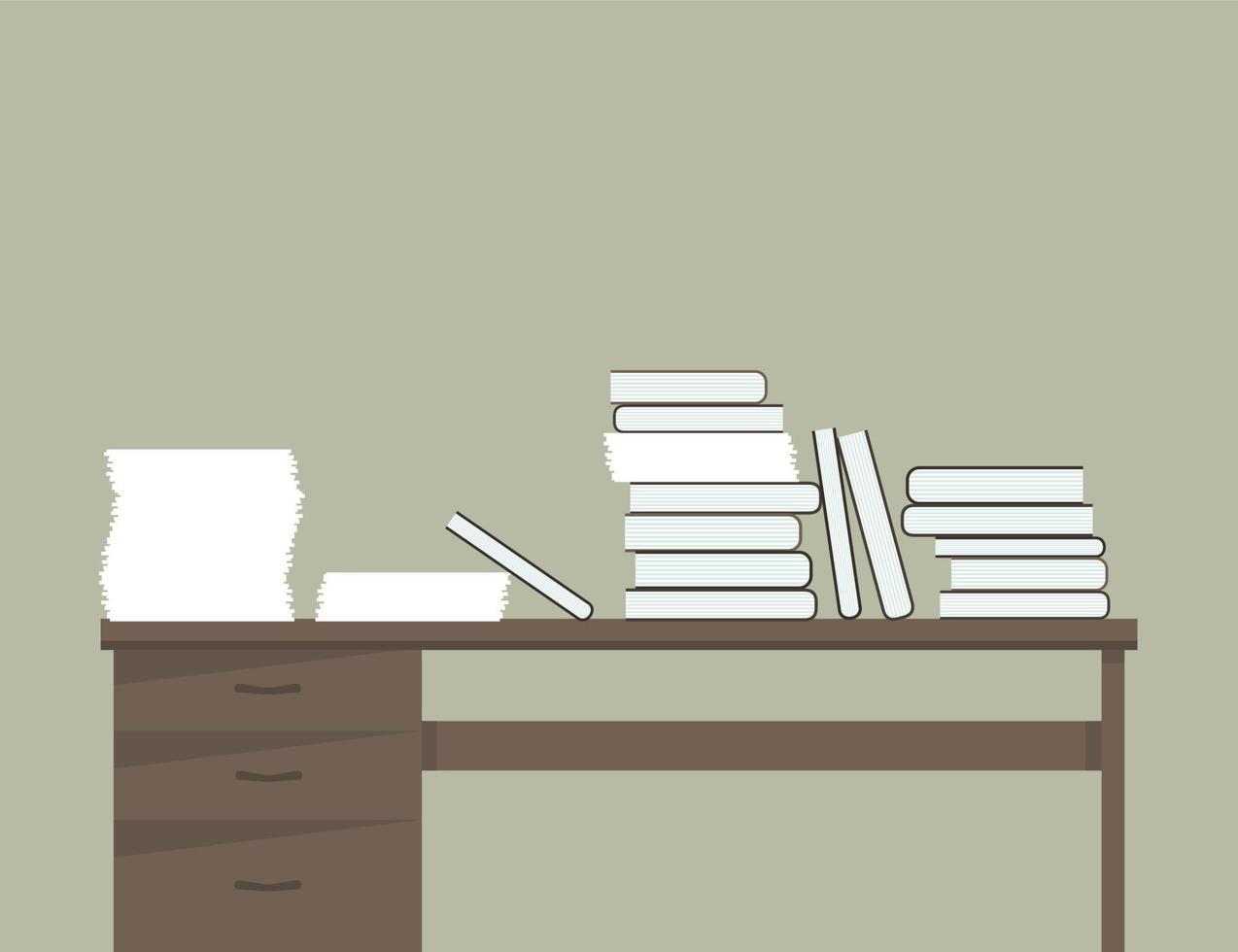 Desk and a computer in the office. Vector illustration