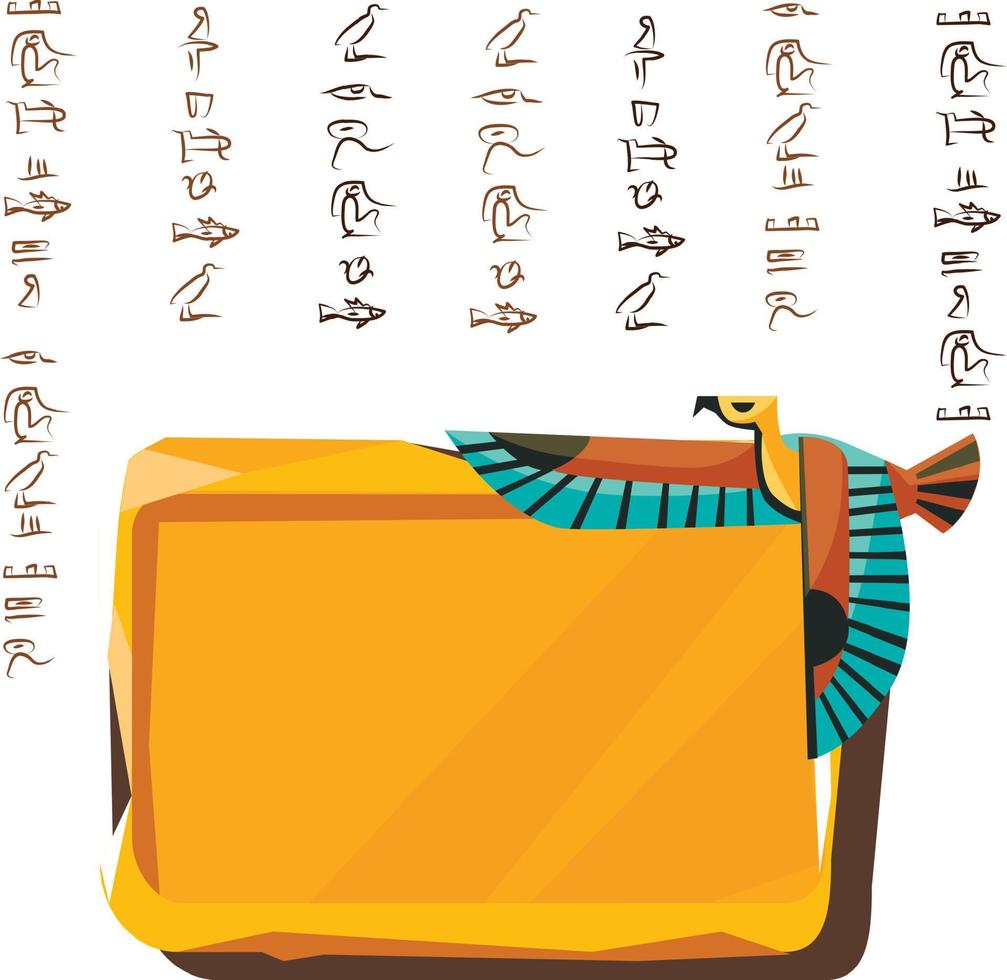 Stone board, clay tablet and Egyptian hieroglyphs vector