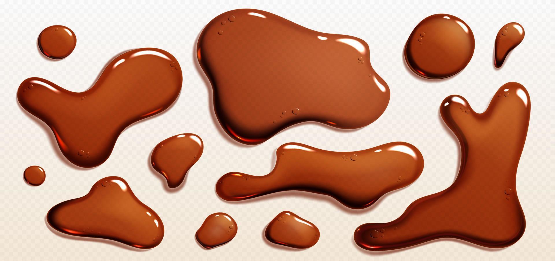 Cola, coffee puddles on transparent background vector