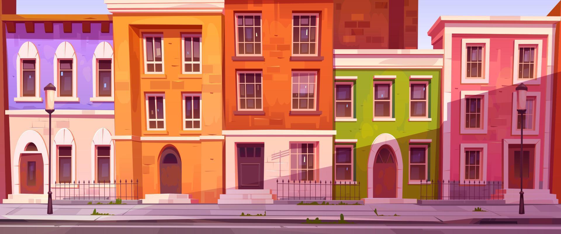 Cartoon vector city street. Mayfair district view