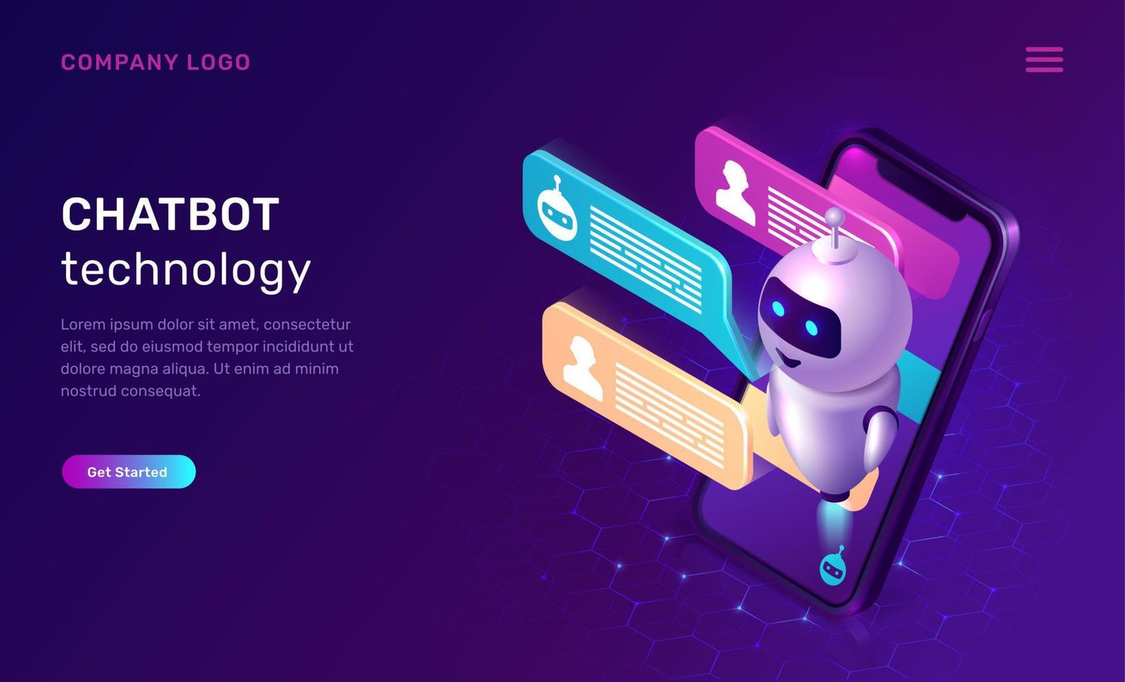 Chatbot technology, artificial intelligence concept vector