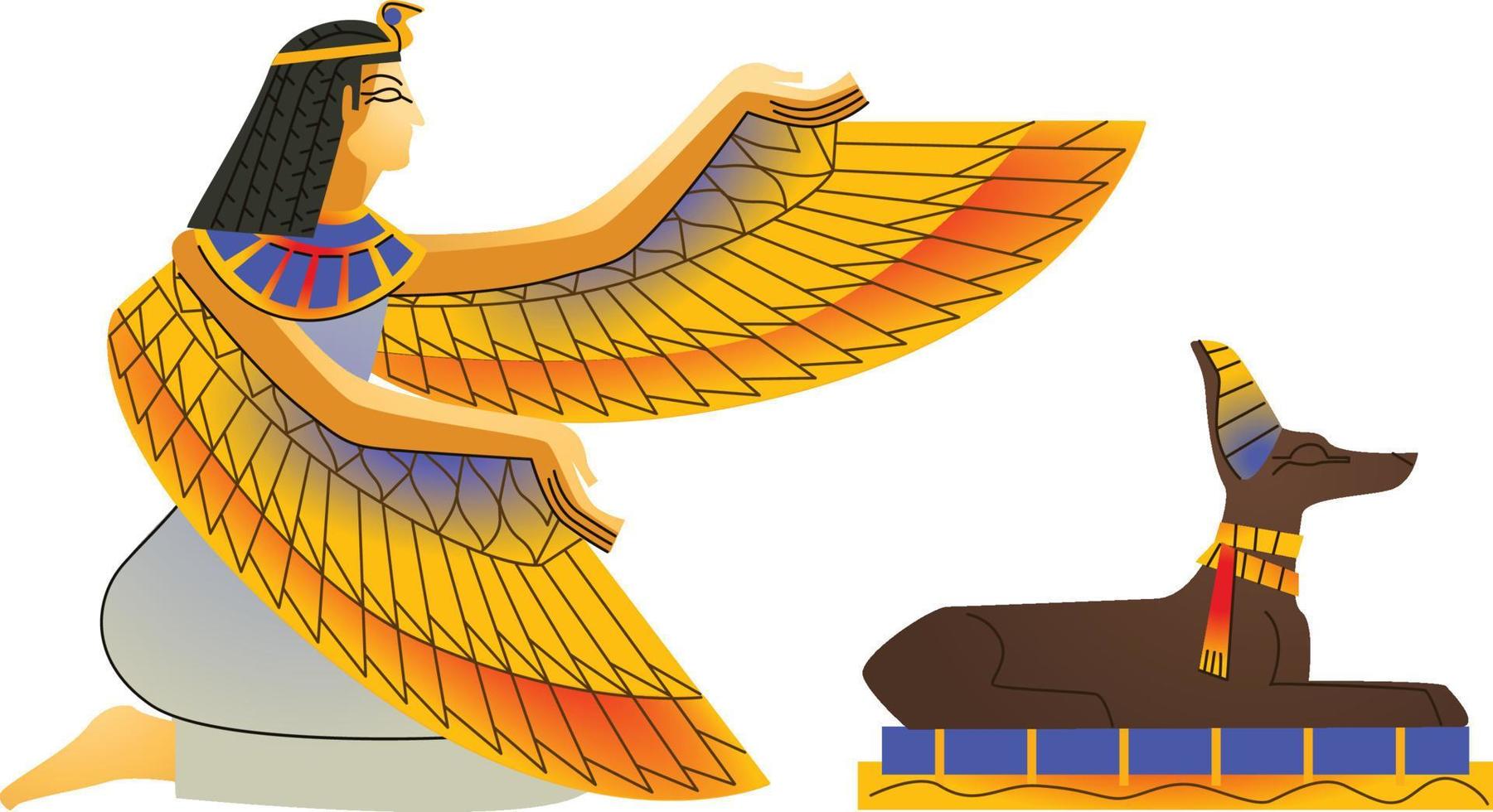 Ancient Egypt wall art or mural cartoon vector