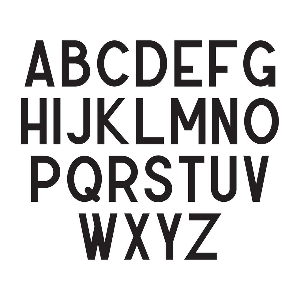 Condensed typeface, minimalistic black alphabet vector