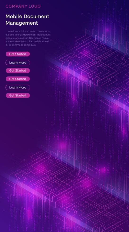 Big data waterfall, streams of digital binary code vector
