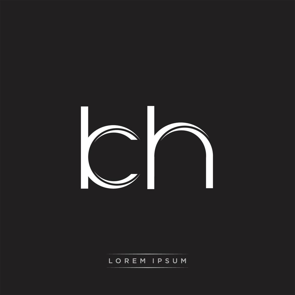 KH Initial Letter Split Lowercase Logo Modern Monogram Template Isolated on Black White vector