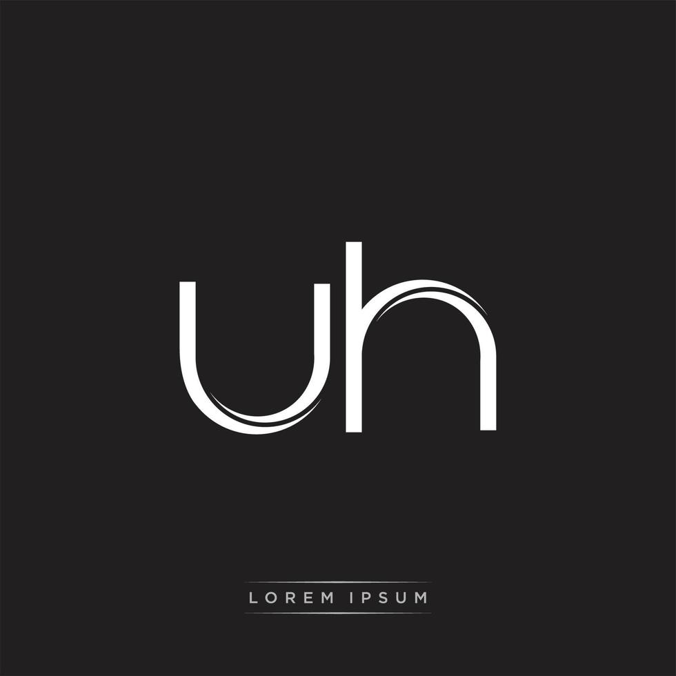 UH Initial Letter Split Lowercase Logo Modern Monogram Template Isolated on Black White vector