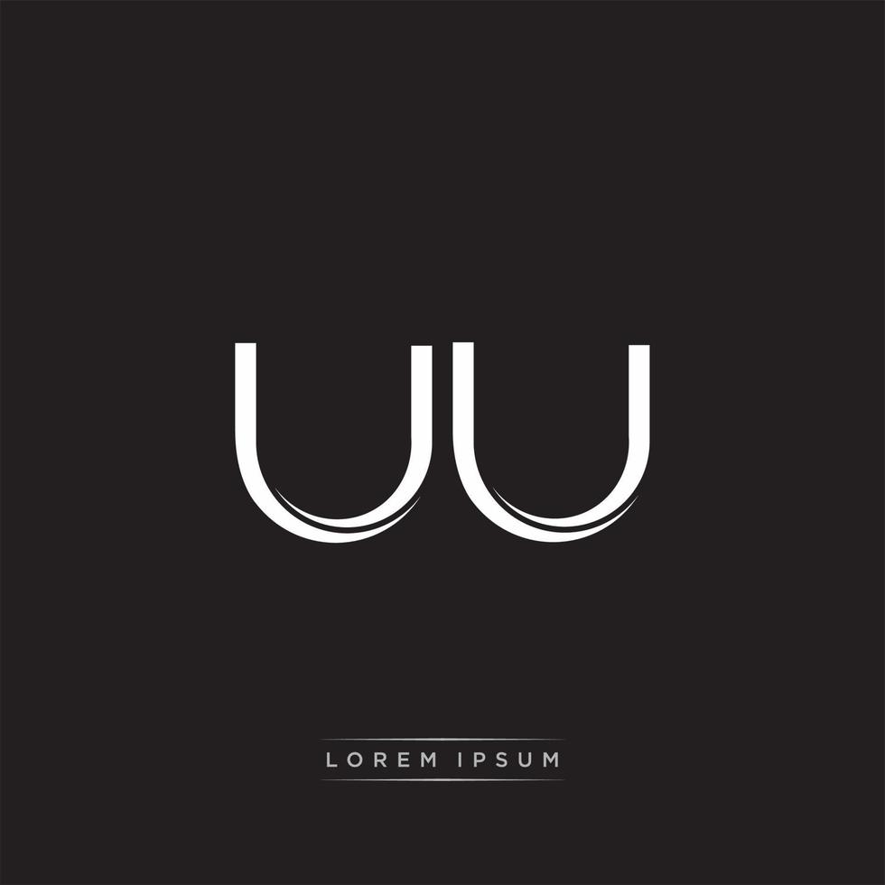 UU Initial Letter Split Lowercase Logo Modern Monogram Template Isolated on Black White vector