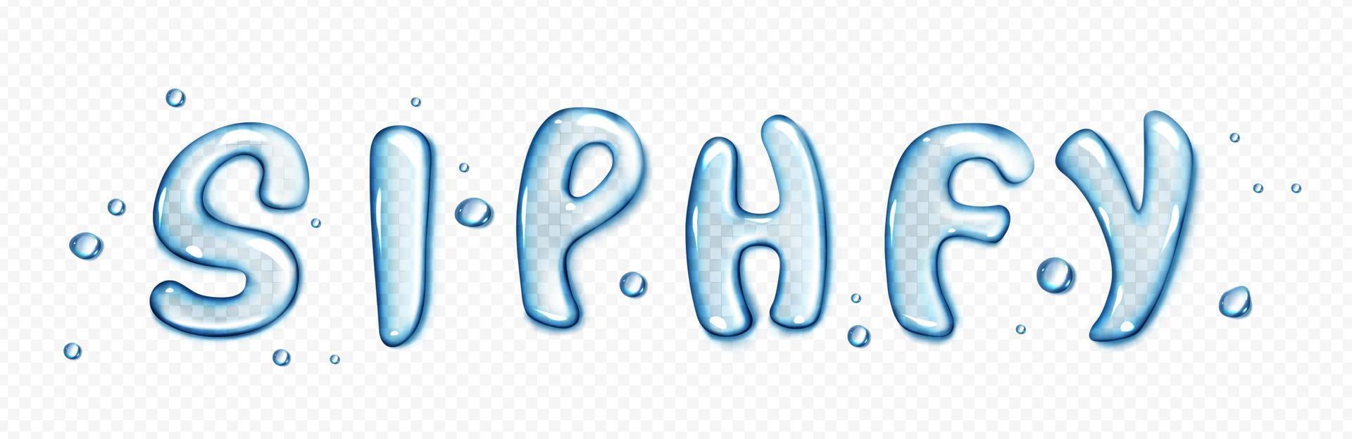 Water type font, liquid letters set vector