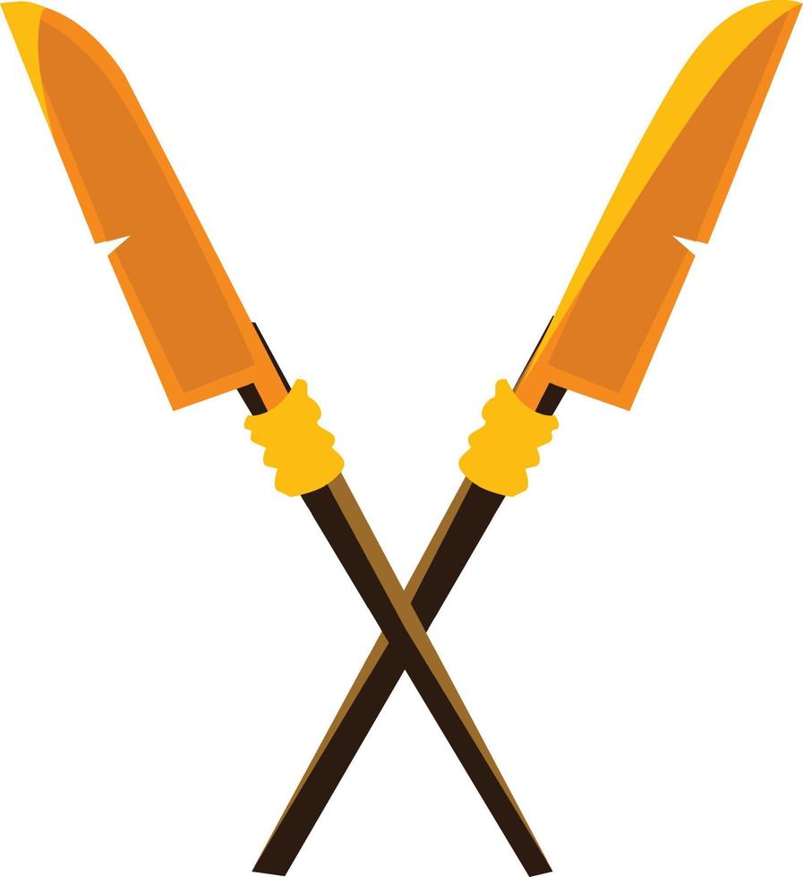 Ancient crossed spears or halberds cartoon icon vector