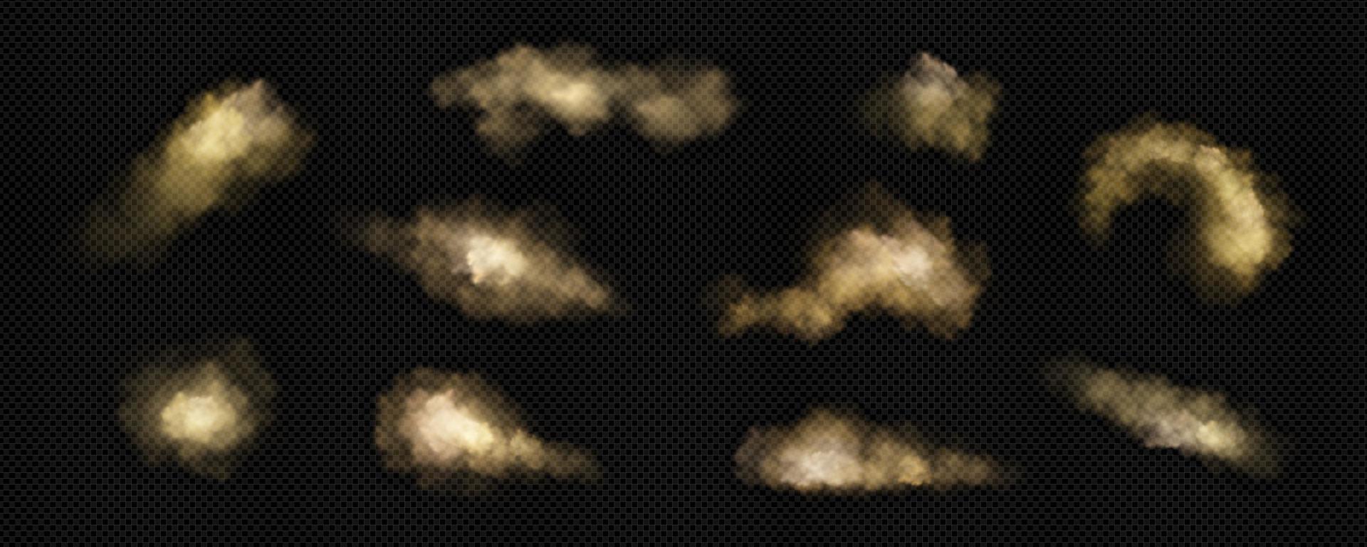 Brown dust, sand and smoke clouds set vector