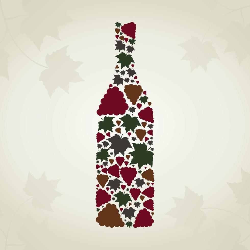 Wine bottle on a red background. A vector illustration