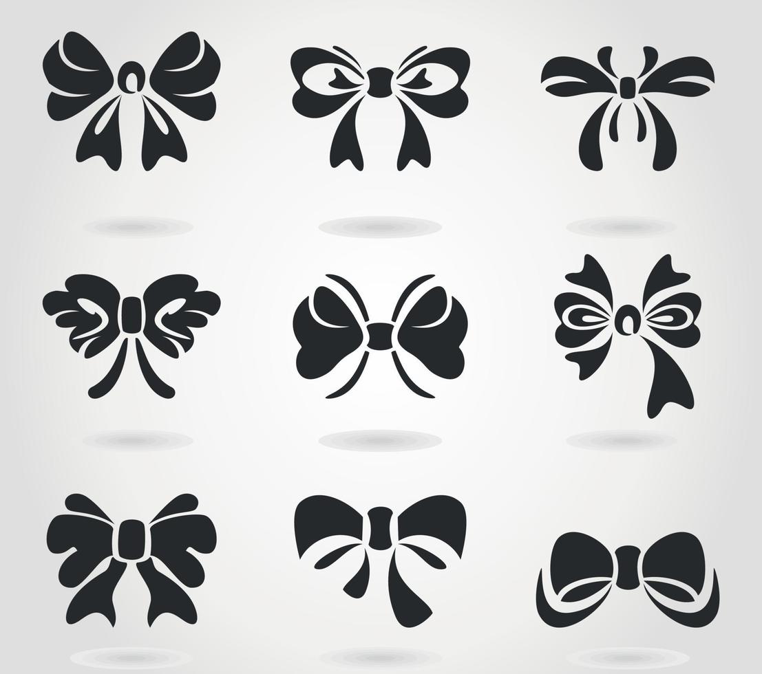 Set of bows for design. A vector illustration