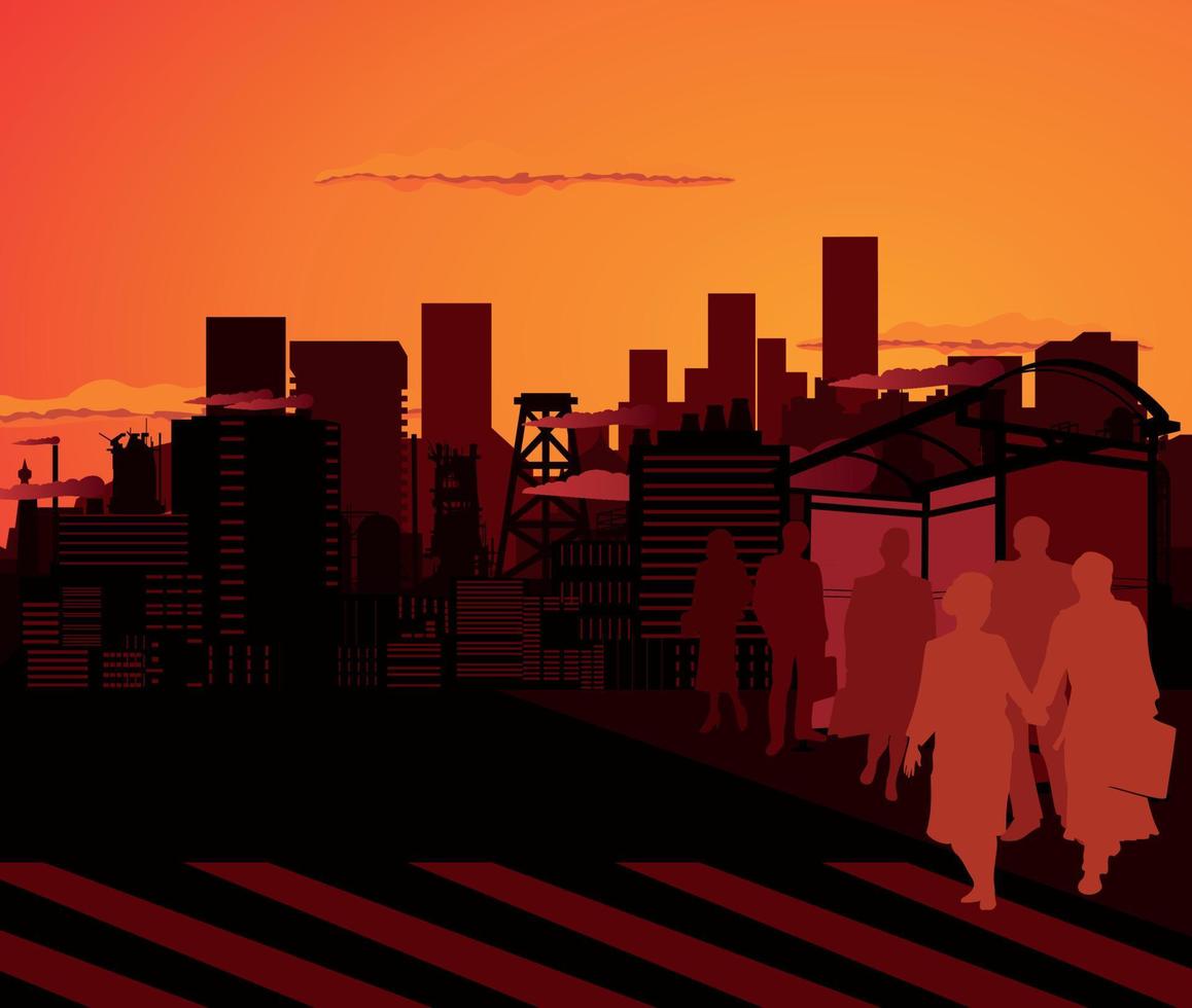 The city in the forest. Vector illustration