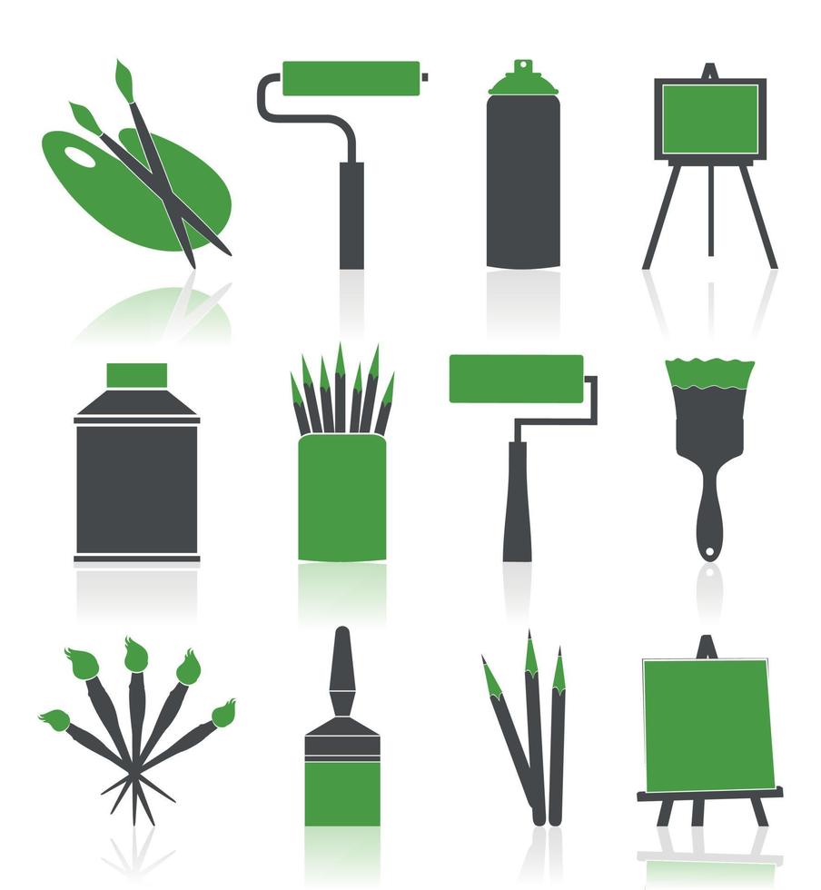 Set of icons for the artist. A vector illustration