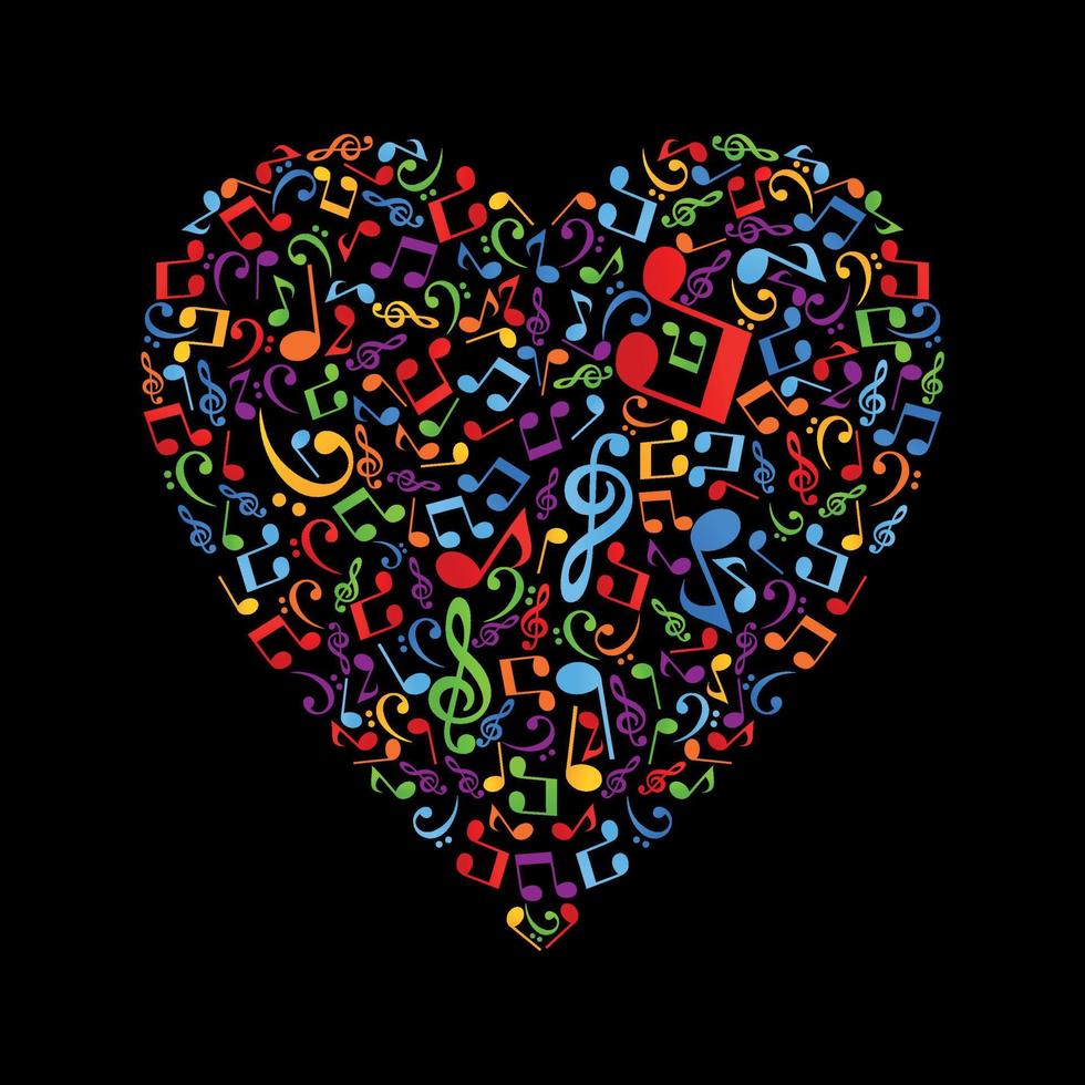 Heart collected from musical notes vector