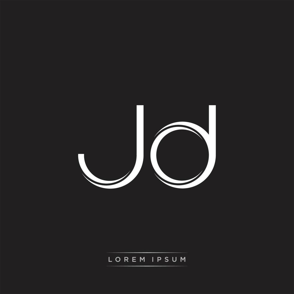 JD Initial Letter Split Lowercase Logo Modern Monogram Template Isolated on Black White vector